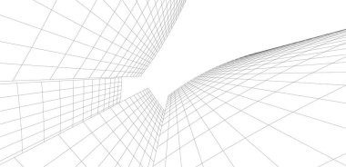  Gelecek perspektifi, soyut mimari duvar kağıdı tasarımı, dijital geometrik konsept arkaplan