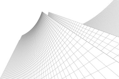  Gelecek perspektifi, soyut mimari duvar kağıdı tasarımı, dijital geometrik konsept arkaplan