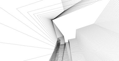  Gelecek perspektifi, soyut mimari duvar kağıdı tasarımı, dijital geometrik konsept arkaplan