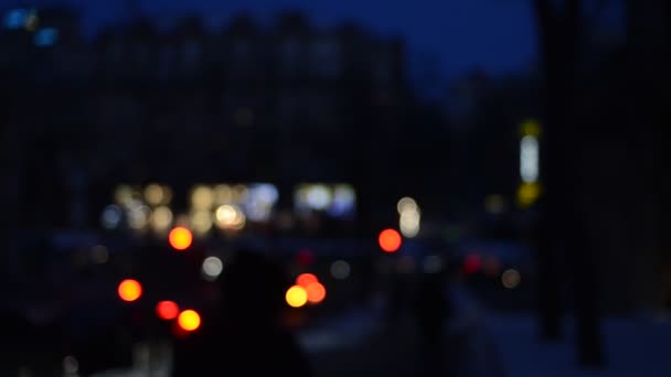 Rozkojarzone Nocne Tło Miasta Niewyraźne Ujęcia — Wideo stockowe