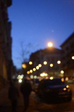 Şehir gece ışıklarının bulanık arkaplanı