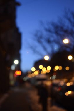 Şehir gece ışıklarının bulanık arkaplanı
