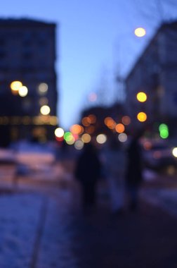 Şehir gece ışıklarının bulanık arkaplanı