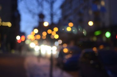 Şehir gece ışıklarının bulanık arkaplanı