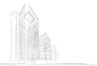 soyut mimari duvar kağıdı yüksek bina bölgesi tasarımı, dijital konsept arkaplan