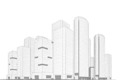 soyut mimari duvar kağıdı yüksek bina bölgesi tasarımı, dijital konsept arkaplan