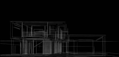 Ev Binası Mimari Çizim İllüstrasyon