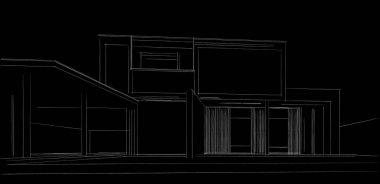 Ev Binası Mimari Çizim İllüstrasyon