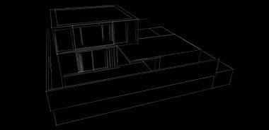 Ev Binası Mimari Çizim İllüstrasyon