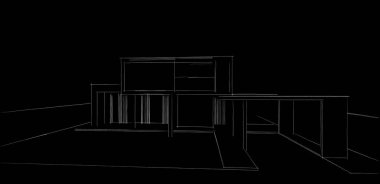 Ev Binası Mimari Çizim İllüstrasyon