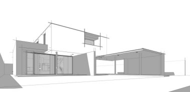 Ev Binası Mimari Çizim İllüstrasyon