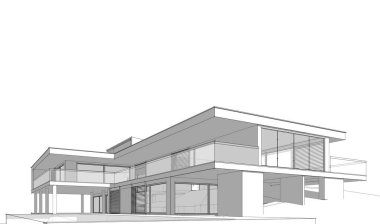 Ev Binası Mimari Çizim İllüstrasyon