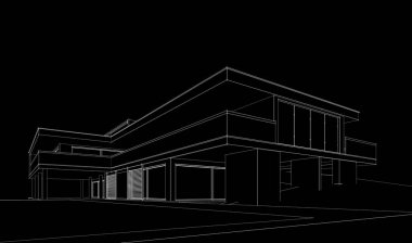 Ev Binası Mimari Çizim İllüstrasyon