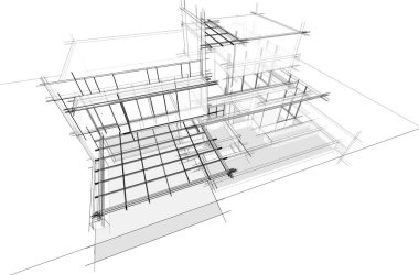 Ev Binası Mimari Çizim İllüstrasyon