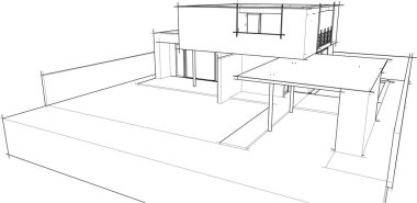 Ev yapımı mimari çizim vektörü illüstrasyonu