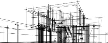 Ev yapımı mimari çizim vektörü illüstrasyonu