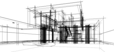Ev yapımı mimari çizim vektörü illüstrasyonu