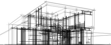 Ev yapımı mimari çizim vektörü illüstrasyonu
