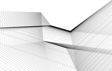  Gelecek perspektifi, soyut mimari duvar kağıdı tasarımı, dijital geometrik konsept arkaplan