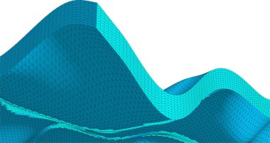 Beyaz üzerine mavi ve yeşil çizgilerin 3 boyutlu çizimi