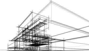 Ev yapımı mimari çizim vektörü illüstrasyonu