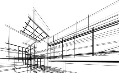 Ev yapımı mimari çizim vektörü illüstrasyonu