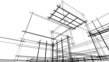 Ev yapımı mimari çizim vektörü illüstrasyonu