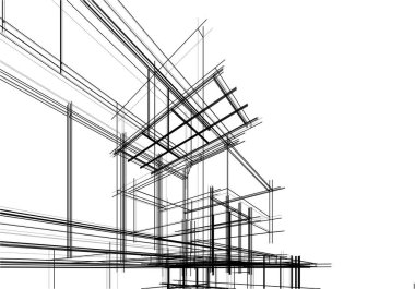 Ev yapımı mimari çizim vektörü illüstrasyonu