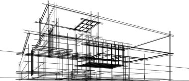 Ev yapımı mimari çizim vektörü illüstrasyonu