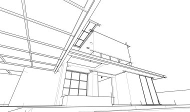 Ev yapımı mimari çizim vektörü illüstrasyonu