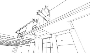 Ev yapımı mimari çizim vektörü illüstrasyonu