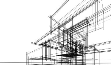 Ev yapımı mimari çizim vektörü illüstrasyonu