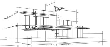 Ev yapımı mimari çizim vektörü illüstrasyonu