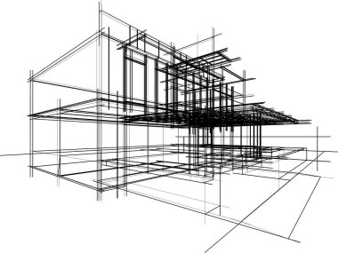 Ev yapımı mimari çizim vektörü illüstrasyonu