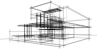 Ev yapımı mimari çizim vektörü illüstrasyonu