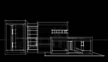 Ev Binası Mimari Çizim İllüstrasyon