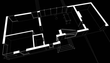 Ev, villa konsepti çizimi 3D illüstrasyon