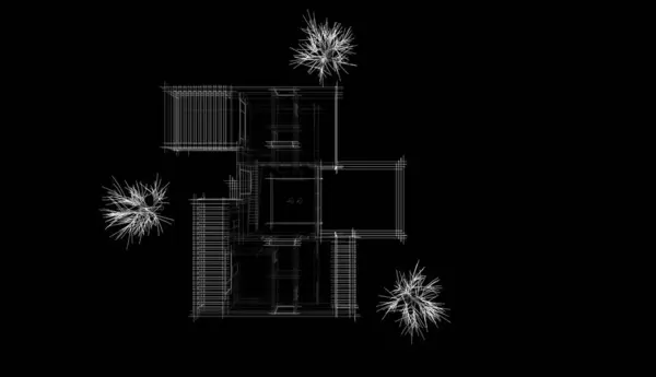 Huis Villa Concept Schets Illustratie — Stockfoto
