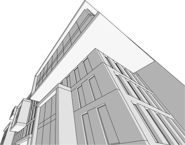 soyut mimari duvar kağıdı yüksek bina tasarımı, vektör illüstrasyonu, dijital konsept arkaplan