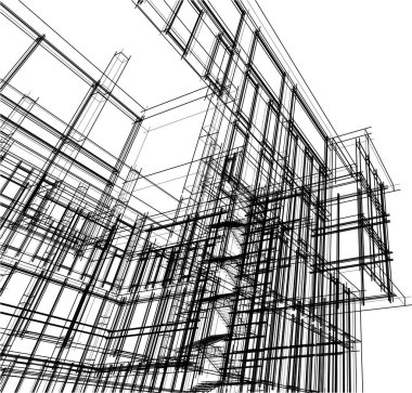 soyut mimari duvar kağıdı yüksek bina tasarımı, vektör illüstrasyonu, dijital konsept arkaplan