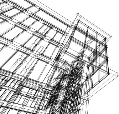 soyut mimari duvar kağıdı yüksek bina tasarımı, vektör illüstrasyonu, dijital konsept arkaplan