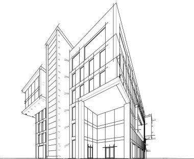 soyut mimari duvar kağıdı yüksek bina tasarımı, vektör illüstrasyonu, dijital konsept arkaplan