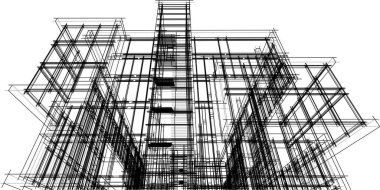 soyut mimari duvar kağıdı yüksek bina tasarımı, vektör illüstrasyonu, dijital konsept arkaplan