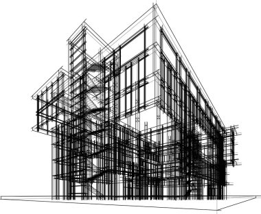 soyut mimari duvar kağıdı yüksek bina tasarımı, vektör illüstrasyonu, dijital konsept arkaplan