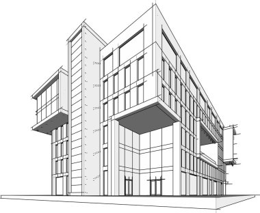 soyut mimari duvar kağıdı yüksek bina tasarımı, vektör illüstrasyonu, dijital konsept arkaplan