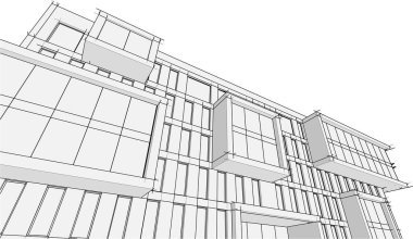 soyut mimari duvar kağıdı yüksek bina tasarımı, vektör illüstrasyonu, dijital konsept arkaplan