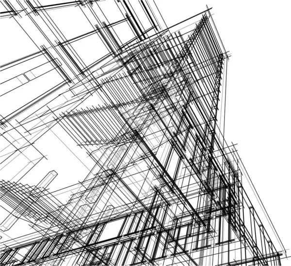 Abstract Architectural Wallpaper High Building Design Vector Illustration Digital Concept — Stock Vector