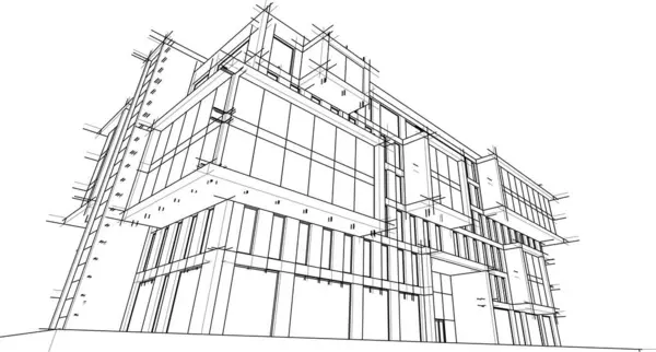 Αφηρημένη Αρχιτεκτονική Ταπετσαρία Υψηλή Σχεδίαση Κτιρίου Διανυσματική Απεικόνιση Ψηφιακή Έννοια — Διανυσματικό Αρχείο
