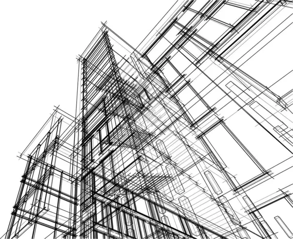 Abstrakte Architektonische Tapete Hohes Gebäude Design Vektorillustration Digitales Konzept Hintergrund — Stockvektor