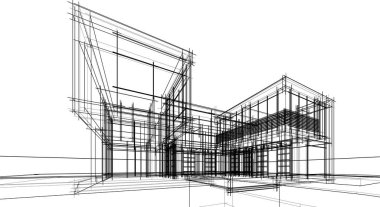 Ev yapımı mimari çizim vektörü illüstrasyonu